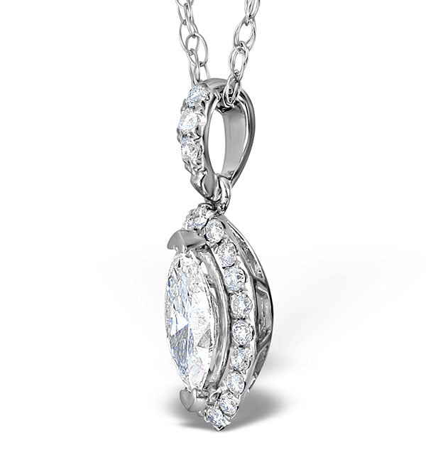 Ella 18K White Gold Diamond Marquise Pendant 0.73ct H/SI