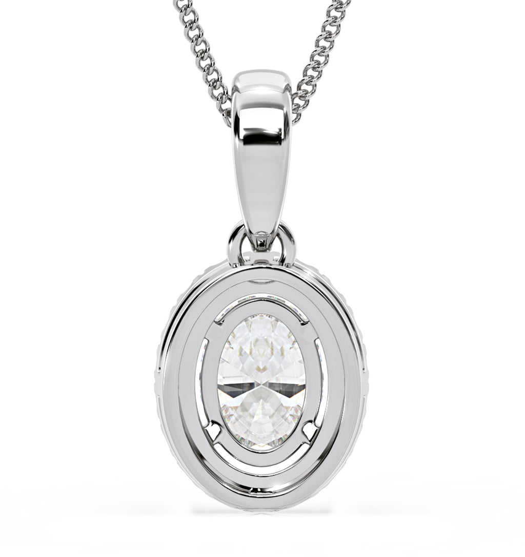 Georgina Oval Lab Diamond Halo Pendant Necklace 1.38ct in 18K White Gold F/VS1