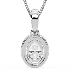 Georgina Oval Lab Diamond Halo Pendant Necklace 1.38ct in 18K White Gold F/VS1