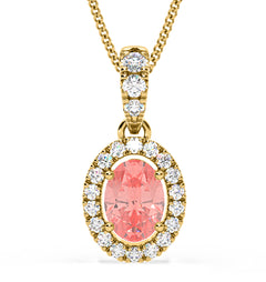 Georgina Pink Lab Diamond Oval Halo Necklace 1.38ct in 18KGold - Elara Collection