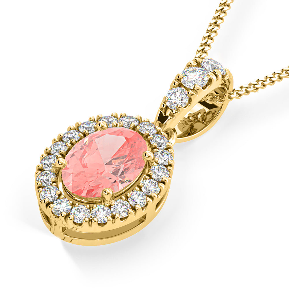 Georgina Pink Lab Diamond Oval Halo Necklace 1.38ct in 18KGold - Elara Collection