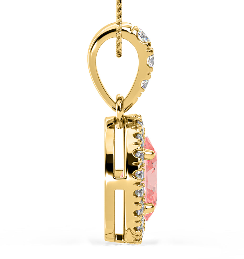 Georgina Pink Lab Diamond Oval Halo Necklace 1.38ct in 18KGold - Elara Collection