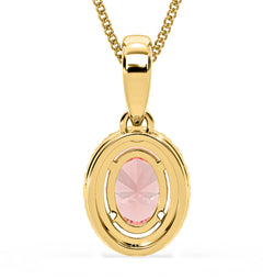 Georgina Pink Lab Diamond Oval Halo Necklace 1.38ct in 18KGold - Elara Collection