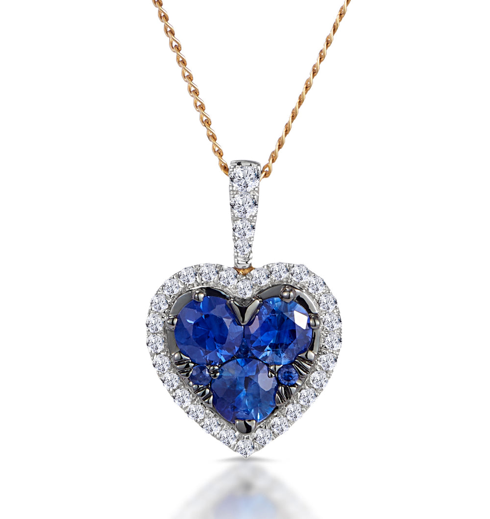 0.80ct Sapphire Asteria Diamond Heart Pendant Necklace in 18K Gold