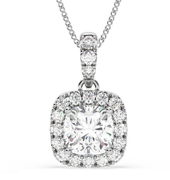 Beatrice Cushion Cut Lab Diamond Pendant Necklace 1.38ct in 18K White Gold F/VS1