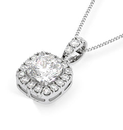 Beatrice Cushion Cut Lab Diamond Pendant Necklace 1.38ct in 18K White Gold F/VS1