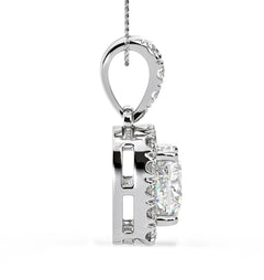 Beatrice Cushion Cut Lab Diamond Pendant Necklace 1.38ct in 18K White Gold F/VS1