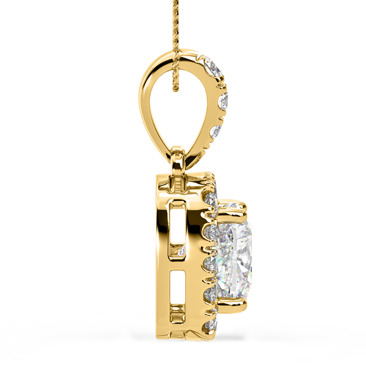 Beatrice Cushion Cut Lab Diamond Pendant Necklace 1.38ct in 18K Yellow Gold F/VS1