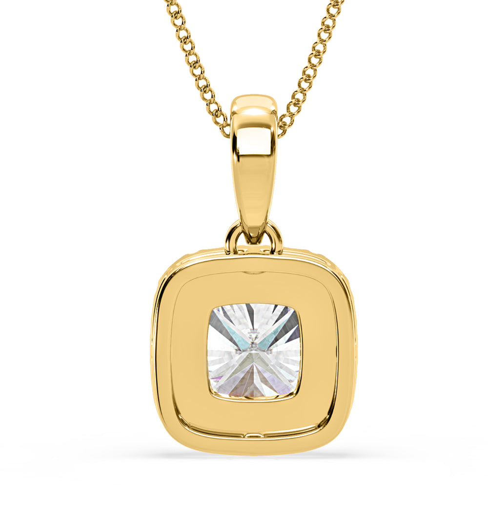 Beatrice Cushion Cut Lab Diamond Pendant Necklace 1.38ct in 18K Yellow Gold F/VS1