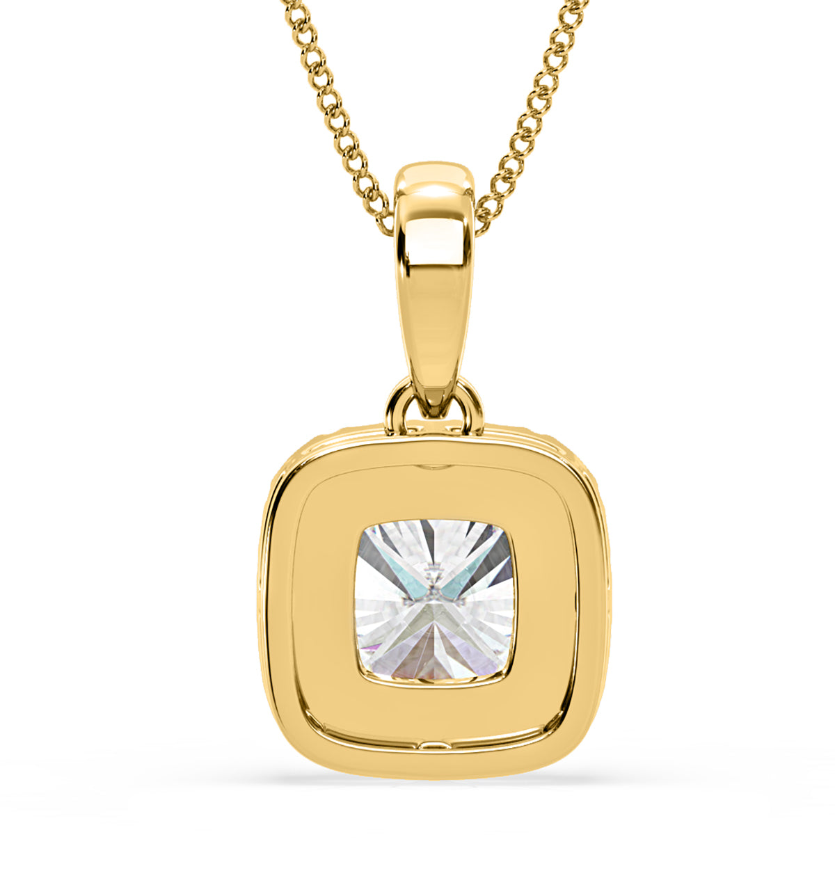 Beatrice Cushion Cut Lab Diamond Pendant Necklace 1.38ct in 18K Yellow Gold F/VS1