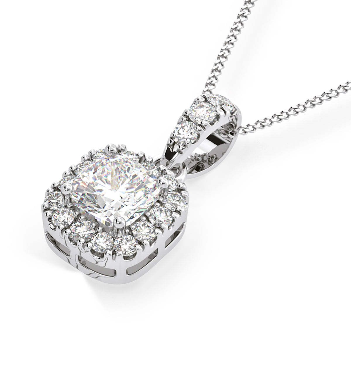 Beatrice Cushion Cut Lab Diamond Pendant Necklace 0.70ct in 18K White Gold F/VS1