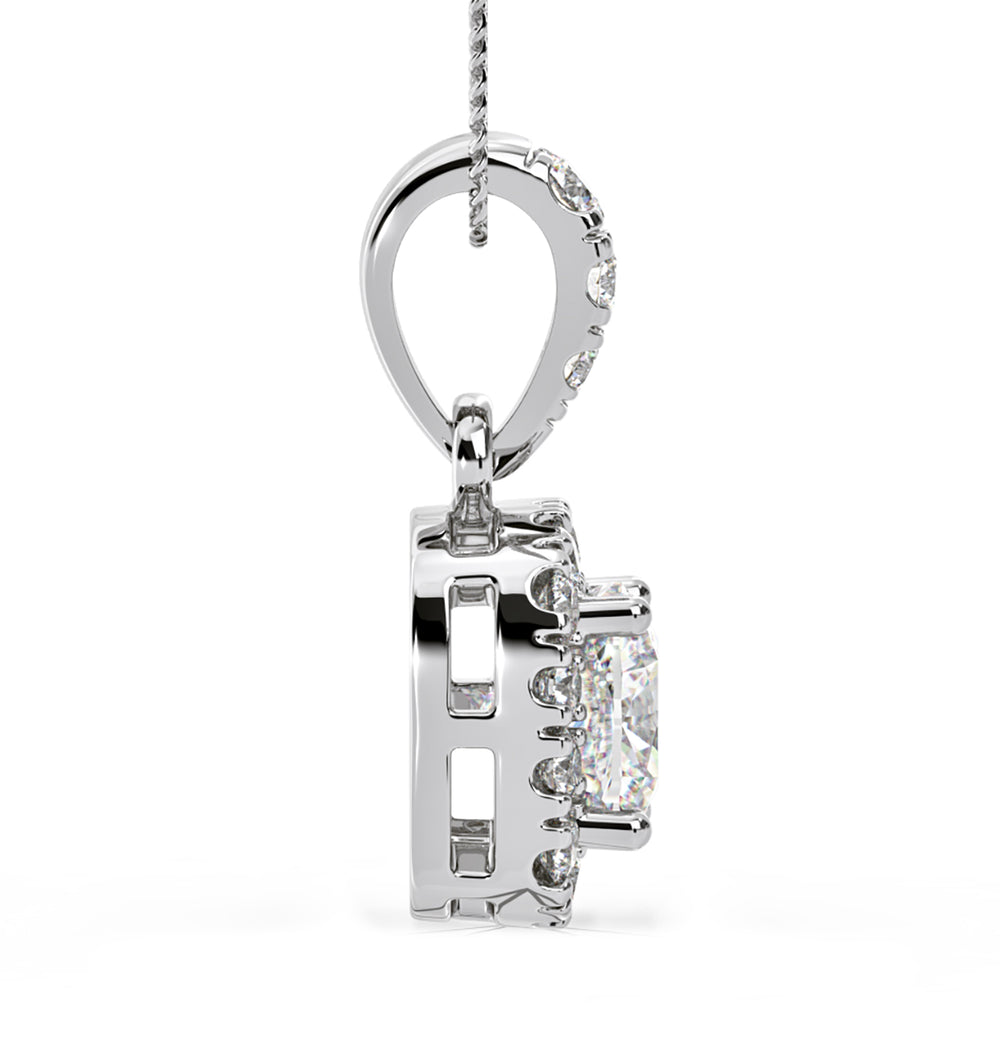 Beatrice Cushion Cut Lab Diamond Pendant Necklace 0.70ct in 18K White Gold F/VS1