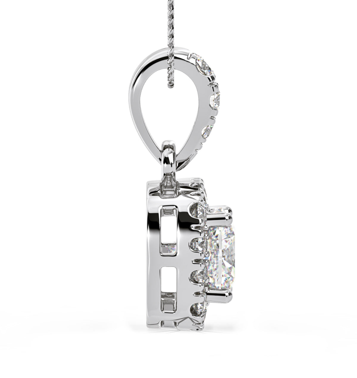 Beatrice Cushion Cut Lab Diamond Pendant Necklace 0.70ct in 18K White Gold F/VS1