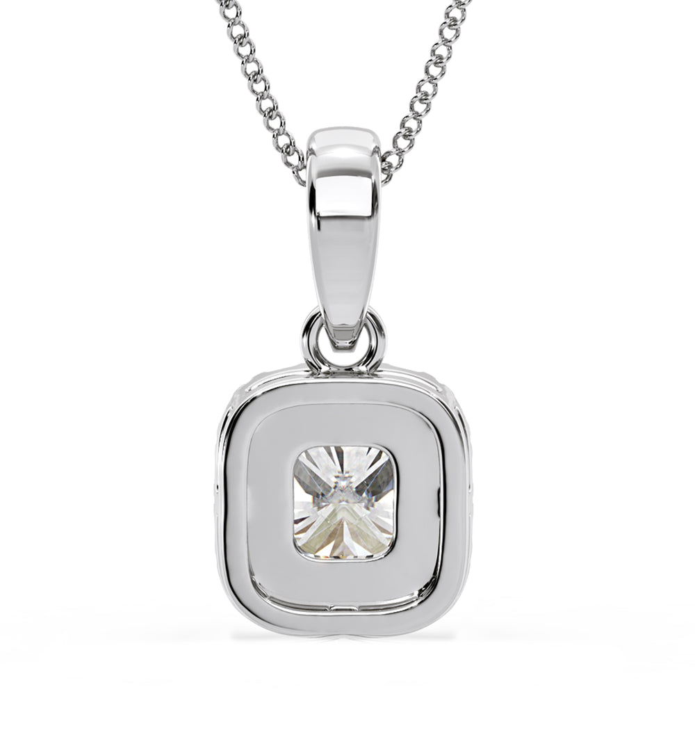 Beatrice Cushion Cut Lab Diamond Pendant Necklace 0.70ct in 18K White Gold F/VS1