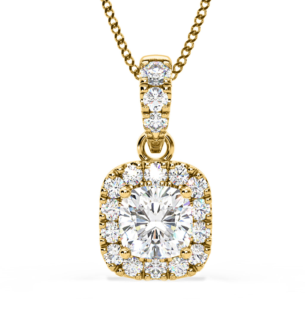Beatrice Cushion Cut Lab Diamond Pendant Necklace 0.70ct in 18K Yellow Gold F/VS1