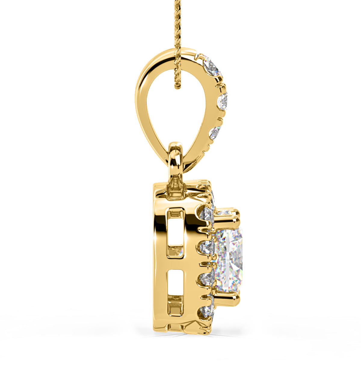 Beatrice Cushion Cut Lab Diamond Pendant Necklace 0.70ct in 18K Yellow Gold F/VS1