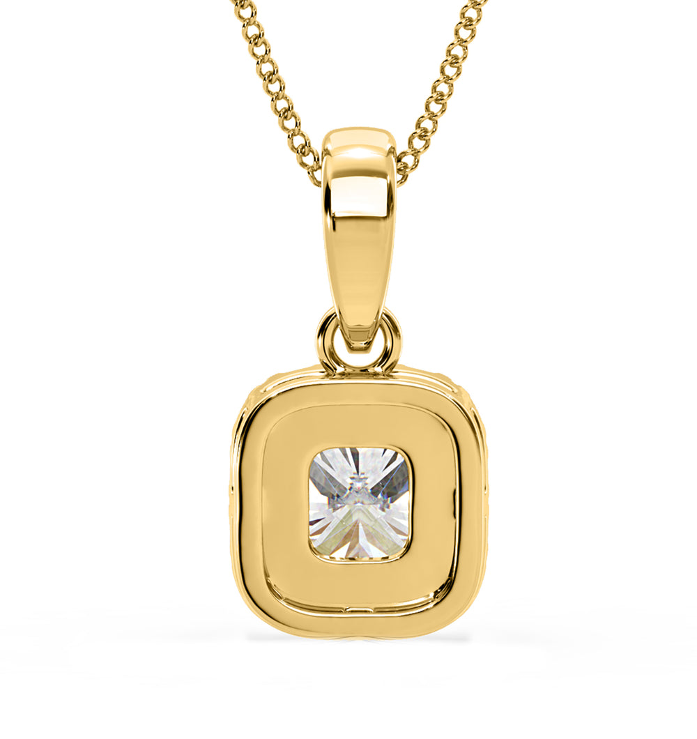 Beatrice Cushion Cut Lab Diamond Pendant Necklace 0.70ct in 18K Yellow Gold F/VS1