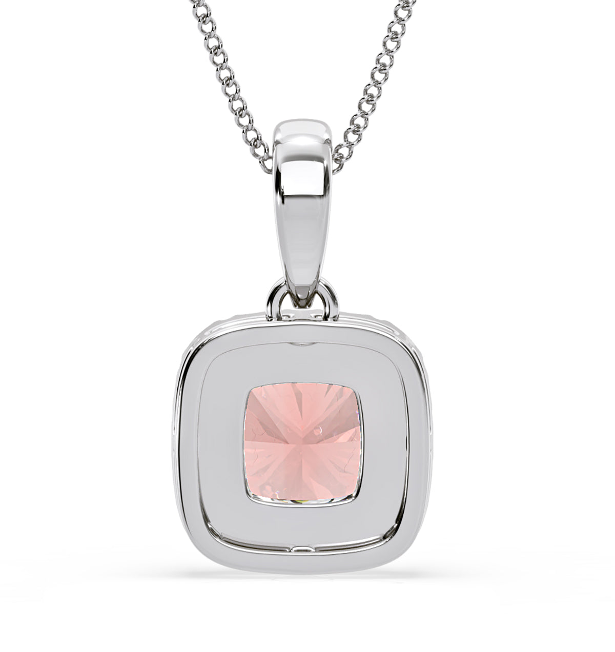 Beatrice Pink Lab Diamond Cushion Cut Necklace 1.38ct in 18K White Gold - Elara Collection
