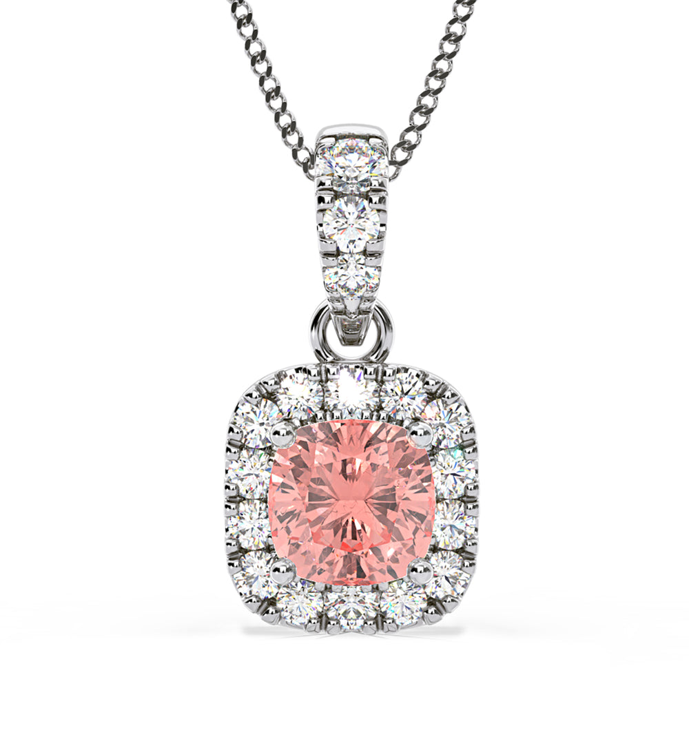 Beatrice Pink Lab Diamond Cushion Cut Necklace 0.70ct in 18K White Gold - Elara Collection