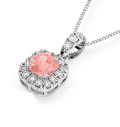 Beatrice Pink Lab Diamond Cushion Cut Necklace 0.70ct in 18K White Gold - Elara Collection