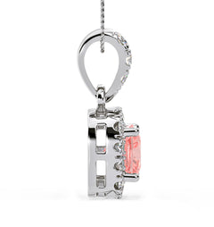 Beatrice Pink Lab Diamond Cushion Cut Necklace 0.70ct in 18K White Gold - Elara Collection