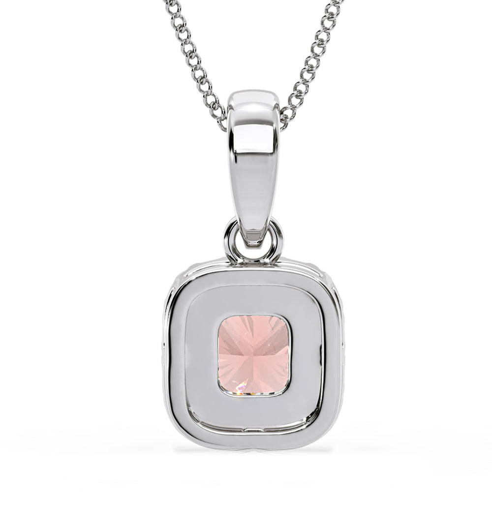 Beatrice Pink Lab Diamond Cushion Cut Necklace 0.70ct in 18K White Gold - Elara Collection