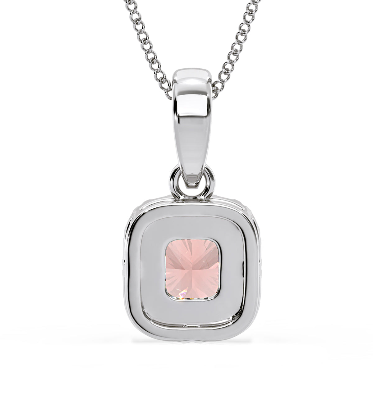 Beatrice Pink Lab Diamond Cushion Cut Necklace 0.70ct in 18K White Gold - Elara Collection