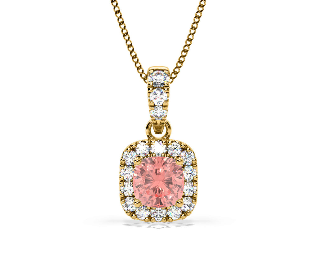 Beatrice Pink Lab Diamond Cushion Cut Necklace 0.70ct in 18K Gold - Elara Collection