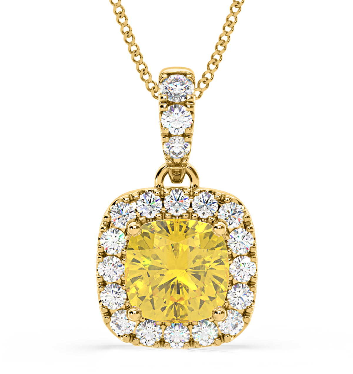 Beatrice Yellow Lab Diamond Cushion Cut Necklace 1.38ct in 18K Gold - Elara Collection
