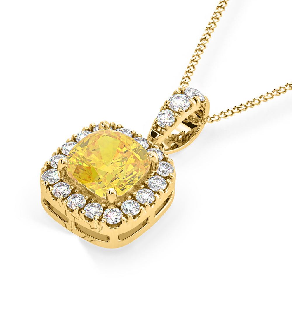 Beatrice Yellow Lab Diamond Cushion Cut Necklace 1.38ct in 18K Gold - Elara Collection