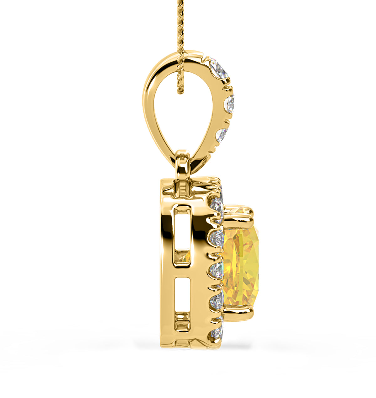 Beatrice Yellow Lab Diamond Cushion Cut Necklace 1.38ct in 18K Gold - Elara Collection
