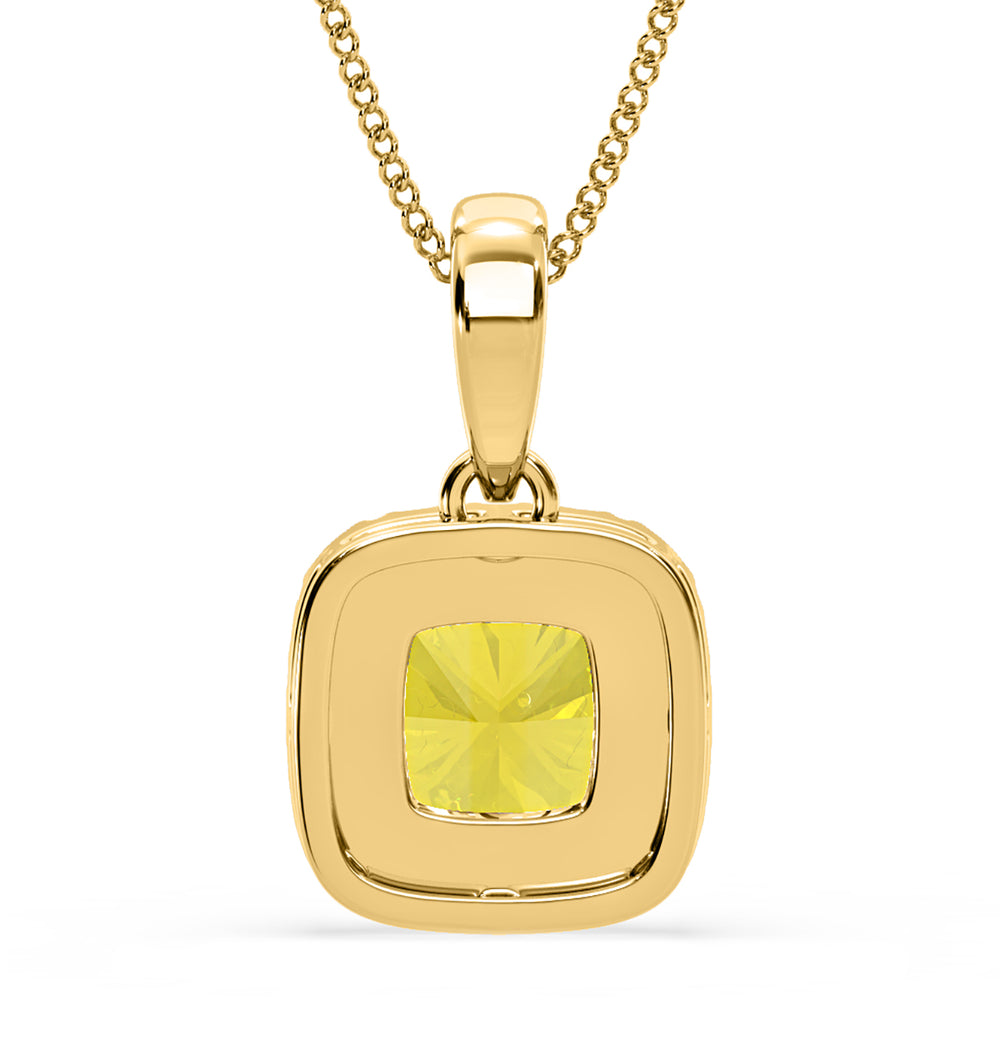 Beatrice Yellow Lab Diamond Cushion Cut Necklace 1.38ct in 18K Gold - Elara Collection