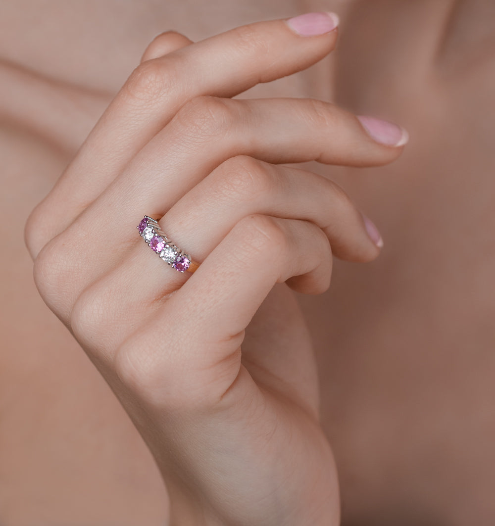 Pink Sapphire 0.90ct and Diamond Ring 0.40ct 18K Gold Ft26