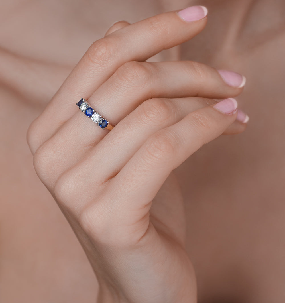 Sapphire 0.90CT and Diamond Ring 0.40CT 18K Gold FT26