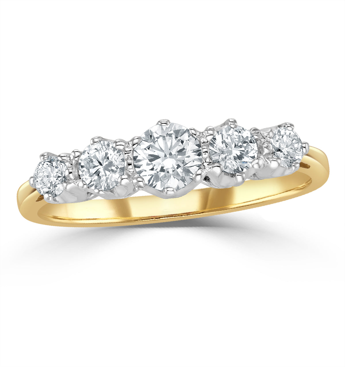 Grace 18K Gold 5 Stone Diamond Eternity Ring 0.75CT
