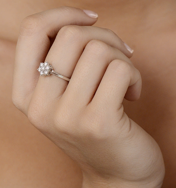 Millie 18K White Gold Diamond Cluster Ring 0.50CT H/SI - FT20-72JUY