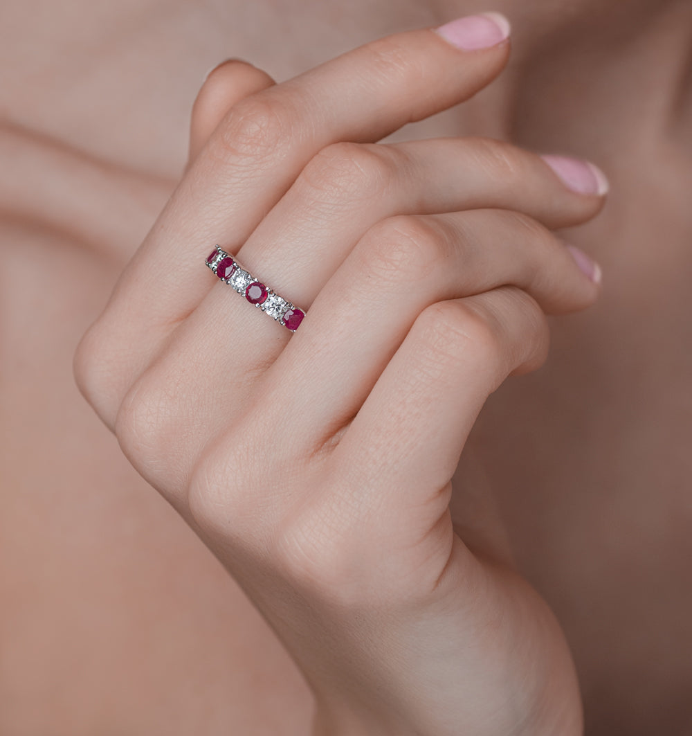 Ruby 1CT and Diamond Ring 0.50CT 18K Gold FT32