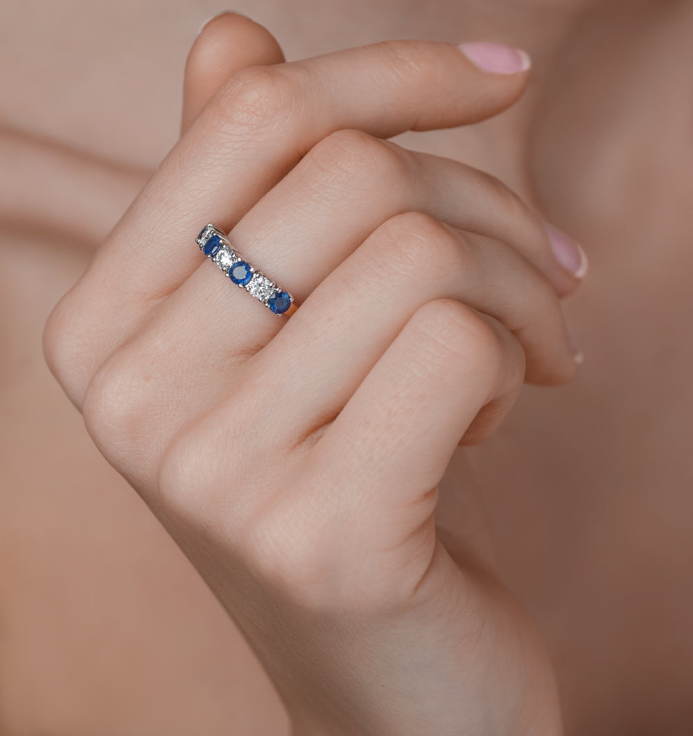 Sapphire 1CT and Diamond Ring 0.50CT 18K Gold FT32