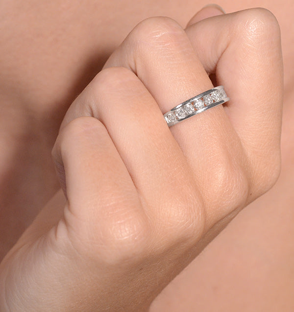 Rae 18K White Gold Lab Diamond Half Band Eternity Ring 1.00CT F/VS