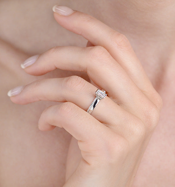 0.57ct Ideal Prince Cut Diamond and 18K White Gold H/SI Ring - SIZE L