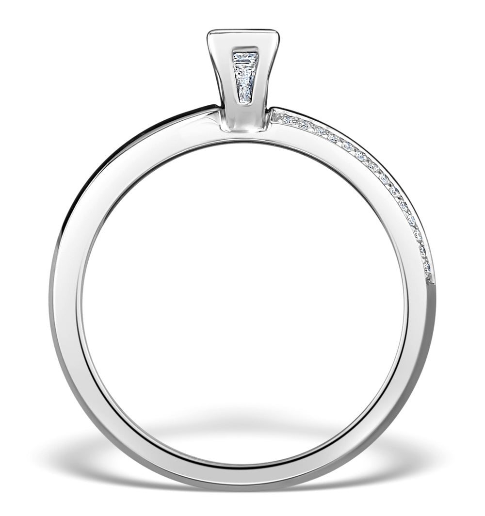0.57ct Ideal Prince Cut Diamond and 18K White Gold H/SI Ring - SIZE L