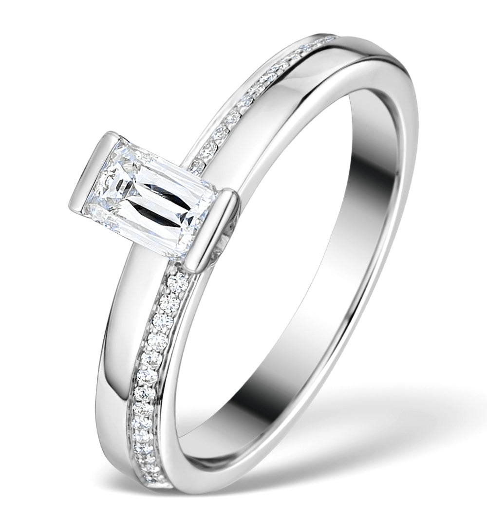 0.57ct Ideal Prince Cut Diamond and 18K White Gold H/SI Ring - SIZE L