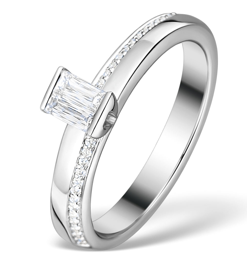 0.30ct Ideal Prince Cut Diamond and 18K White Gold H/SI Ring - SIZE M
