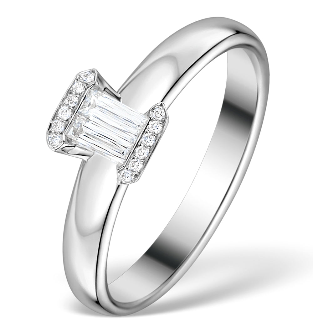 0.30ct Ideal Prince Cut Diamond and 18K White Gold H/SI Ring - SIZE K