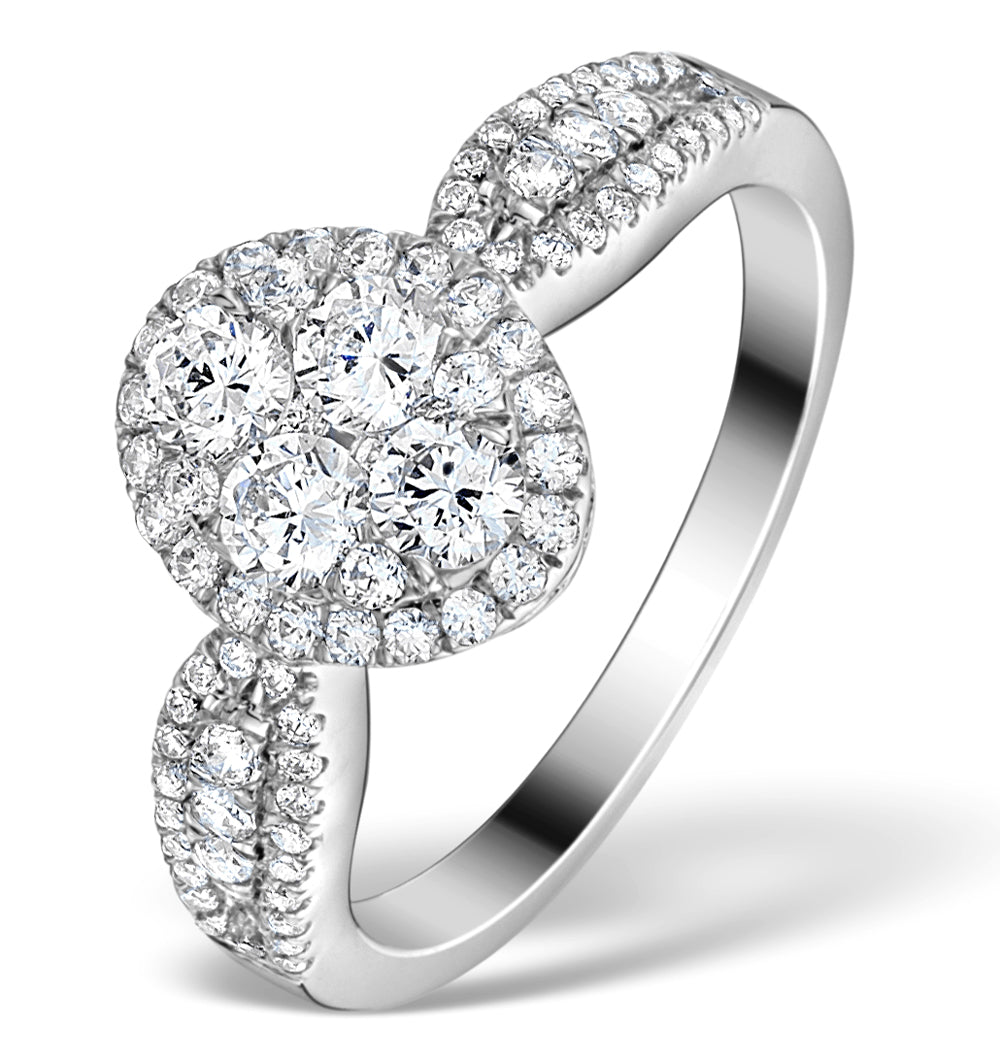 Halo Engagement Ring Galileo 1.08ct H/SI Diamonds in 18KW White Gold