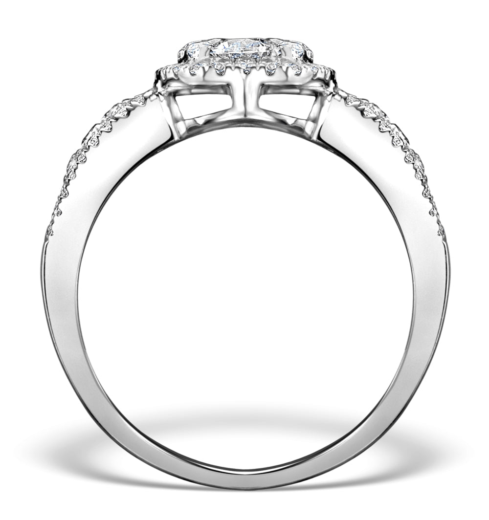Halo Engagement Ring Galileo 1.08ct H/SI Diamonds in 18KW White Gold