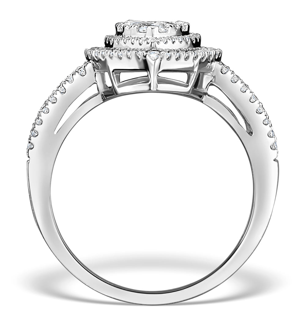 Halo Engagement Ring Galileo with 1ct of Diamonds in 18KW Gold - FT77