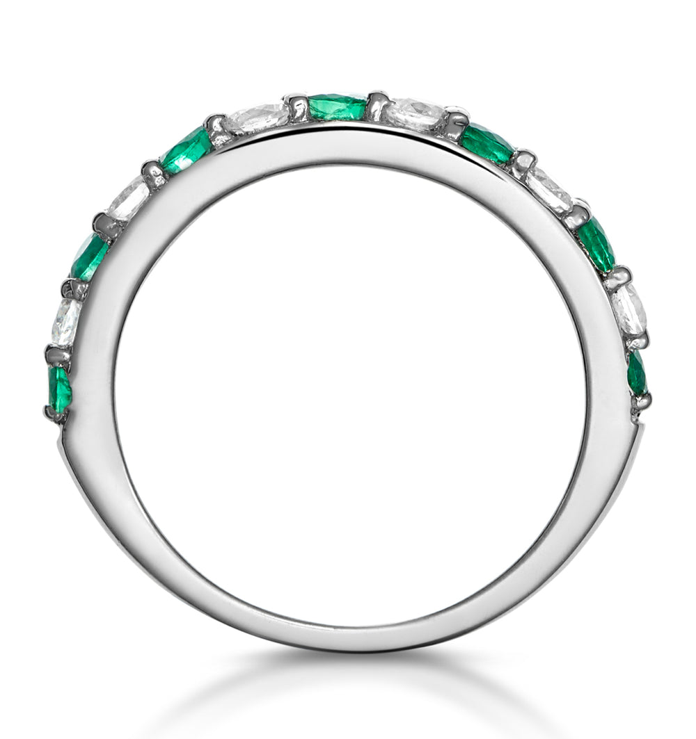 Emerald and 0.50ct Diamond Asteria Eternity Ring 18K White Gold