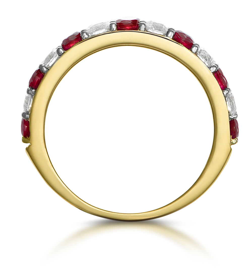 Ruby and 0.50ct Diamond Asteria Eternity Ring in 18K Gold
