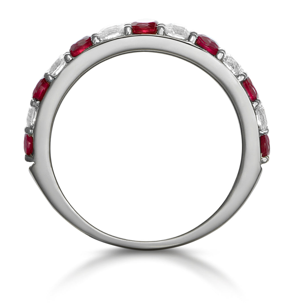Ruby and 0.50ct Lab Diamond Asteria Eternity Ring in 9K White Gold